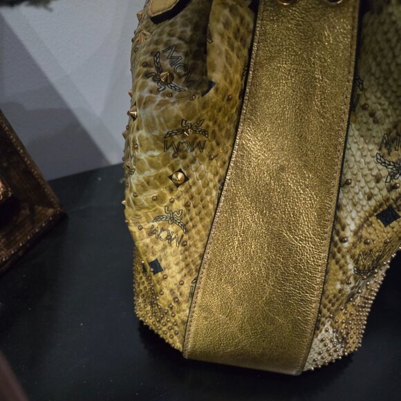 EUC Authentic MCM Snake Print Satchel RARE - Picture 8 of 15